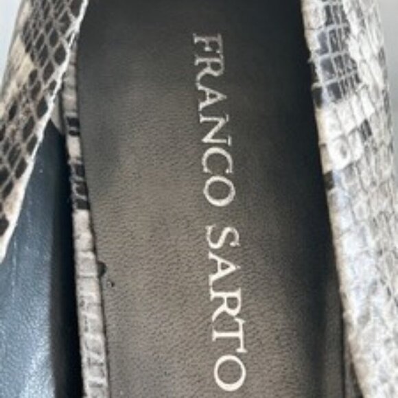 Franco Sarto Snake Print Peep Toe Platform Pumps Gray Stacked Heel Size 10M - Picture 13 of 16